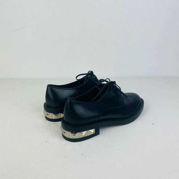 Miu Miu Black Smooth Leather Studded Chunky Classic Formal Lace Up Shoes UK 2.5 - Picture 7 of 12
